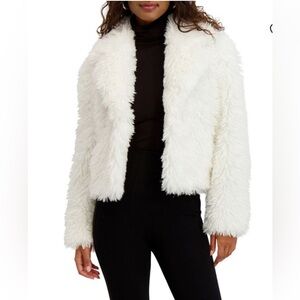 Women’s Love, Fire faux fur teddy cropped jacket in ivory color.